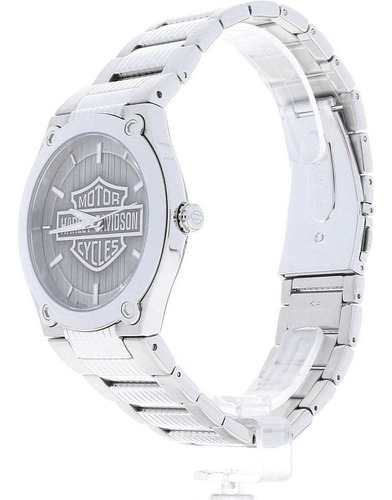 Reloj Harley Davidson Signature 76a134 Para Hombre E-watch Color de la correa Plateado Color del bisel Plateado Color del fondo Gris