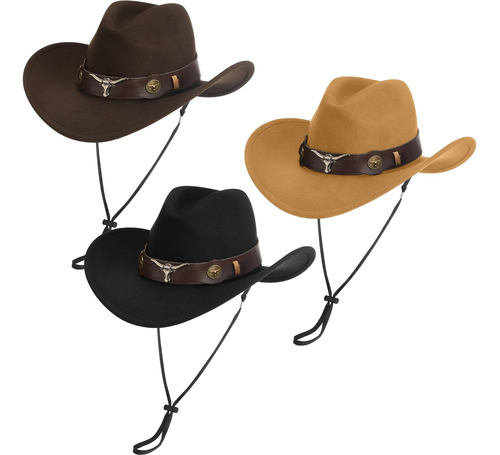 Sombreros De Vaquero Fedora, 3 Unidades, Para Hombres Y Muje