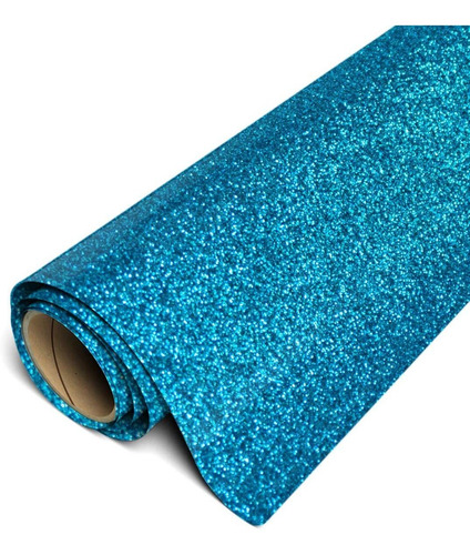 Imagen 2 de 10 de Vinilo Textil Estampar 30x100 Glitter Decorativo Aqua