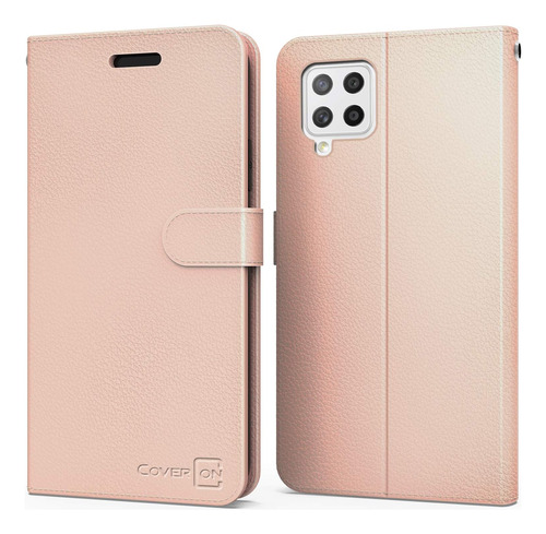 Funda Billetera Galaxy A42 5g Coveron Fuerte Rose Gold