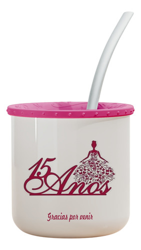 Mates De Plástico Encastrables Personalizados Souvenir Mate Blanco Mis Quince Part 1