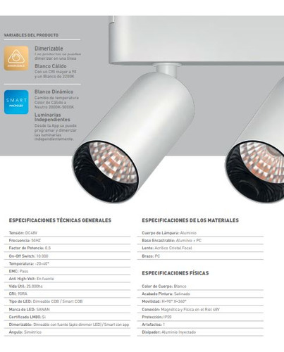 Spot Cabezal Doble Móvil Skyline/macroled 14w P/riel Magneti Estructura Blanco