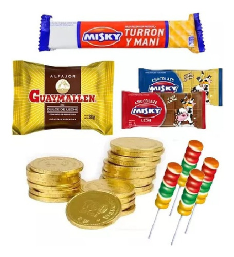 Combo Golosinas X 50 Chicos + Monedas Chocolate Bonafide