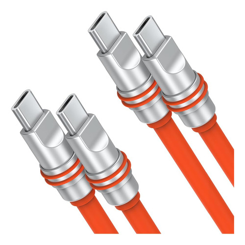 Hichain Pack De 2 Cable De Cargador Usb C Naranja 6.5 Pies, 