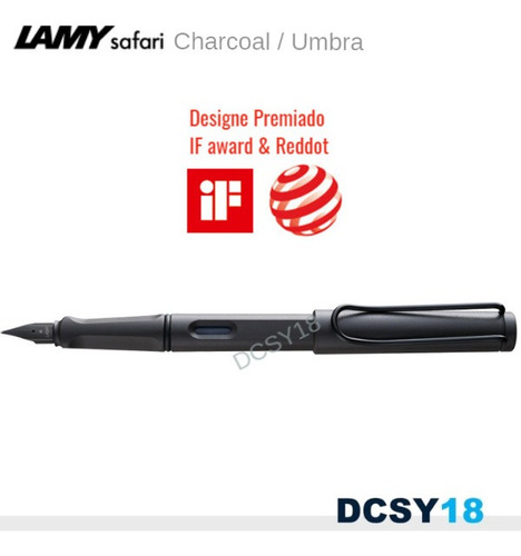 Imagem 2 de 4 de Caneta Tinteiro Lamy Safari Charcoal Pena B Grossa 5 Cartu.