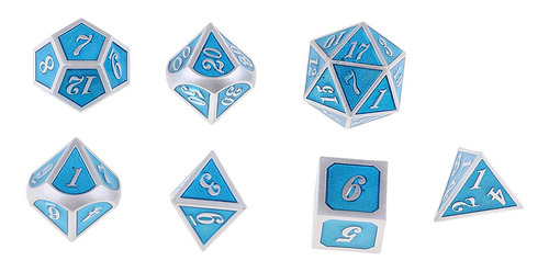 Imagen 1 de 9 de Dados Poliédricos D4-d20 Metálico Para Juego De Mesa