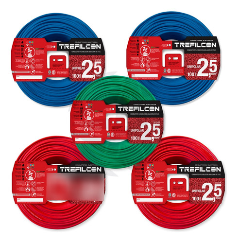 Cable Trefilcon 2.5mm 200mt Rojo+200mt Celeste+100mt V/a Ea
