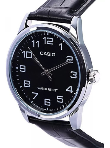 Relógio Casio Masculino Couro Preto Mtp-v001l-1budf Original Nota Fiscal
