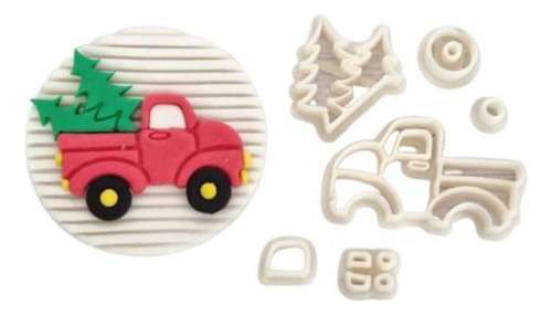 Cortador Natal - Carro Com Arvores 6,5cm Cor Branco