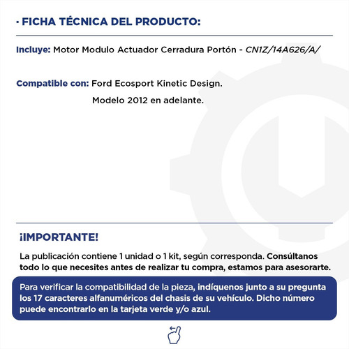 Imagen 2 de 9 de Motor Modulo Actuador Cerradura Portón Ford Ecosport 12+