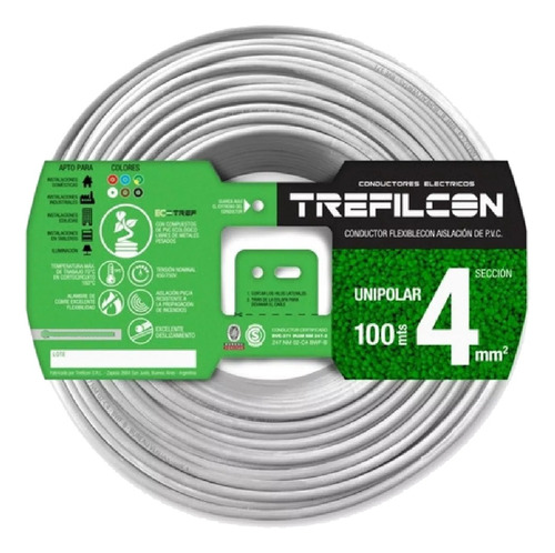 Cable Unipolar Normalizado Trefilcon 50 Mt - 4 Mm - Blanco