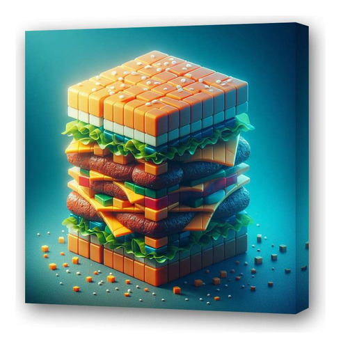 Cuadro 60x60cm Hamburguesa Burger Arte Para Bar Food M4