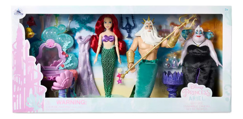 Ariel La Sirenita Tritón Y Ursula Set Deluxe Disney Store