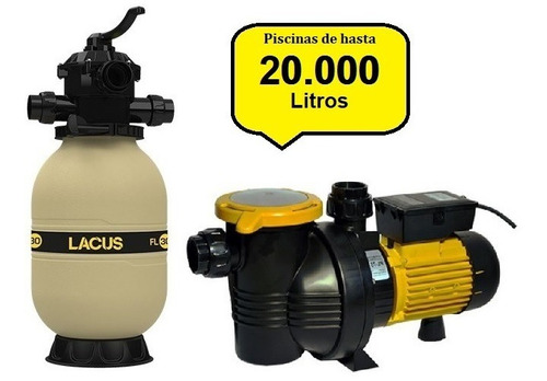 Equipo Filtrante Piscina 20000 L Fl 30 + Bomba 1/2 Hp Lacus