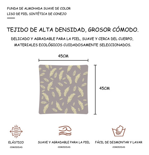 Funda De Almohada Con Diseño De Plumas, 2 Piezas, 45x45 Cm Gris