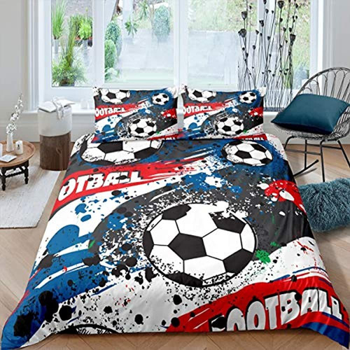 Juego De Ropa De Cama Para Niños, Funda De Edredón De Fútbol