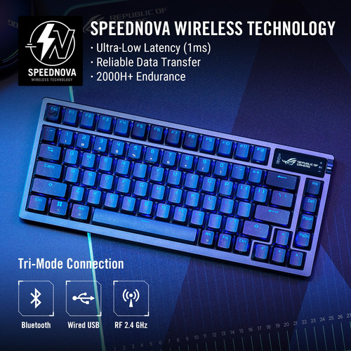 Teclado Mecanico Inalambrico Asus Rog Azoth 75% Blue Switch
