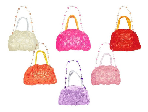 Bolsa Para Niña Tipo Globo De Colores Grande Mayoreo 6 Pzas Color Violeta Diseño De La Tela Tela Satinada