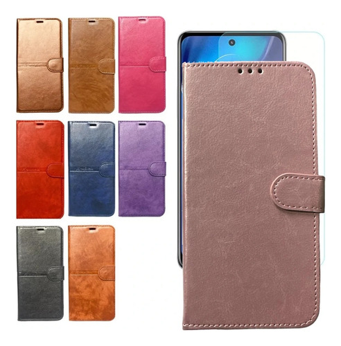 Funda Para Xiaomi Redmi Note 13 Pro 4g Agenda Flip + Vidrio Rosa Cobre