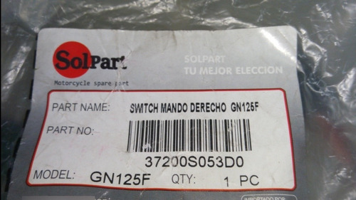 Mando Derecho De Gn Sin Switche Luz Modelo Nuevo Solpart 