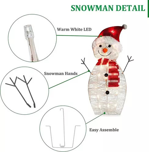 Fweaad Muñeco De Nieve Navideño Led Luminoso Con Decoración