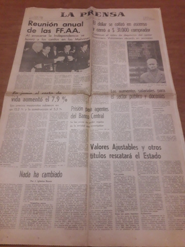 Diario La Prensa 08 07 1982 Malvinas Ff.aa. Mundial Fútbol 