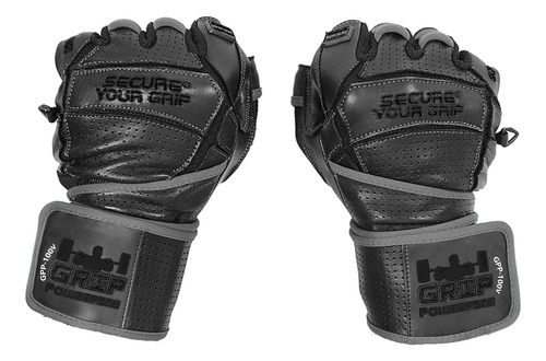 (small, Black) - Elite Leather Gym Gloves With Built In 5.1c