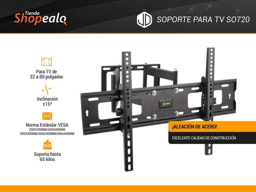 Imagen 2 de 8 de Soporte Para Tv Jd So720 De 32 A 80 Pulgadas + Cuota -*