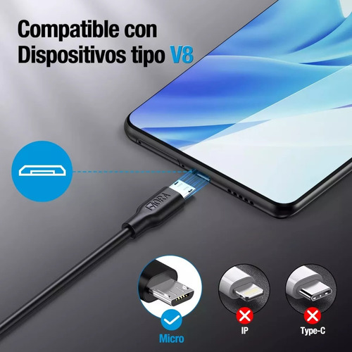 Pack De 10 Cables Micro V8 Carga Rápida Usb 1 Metro