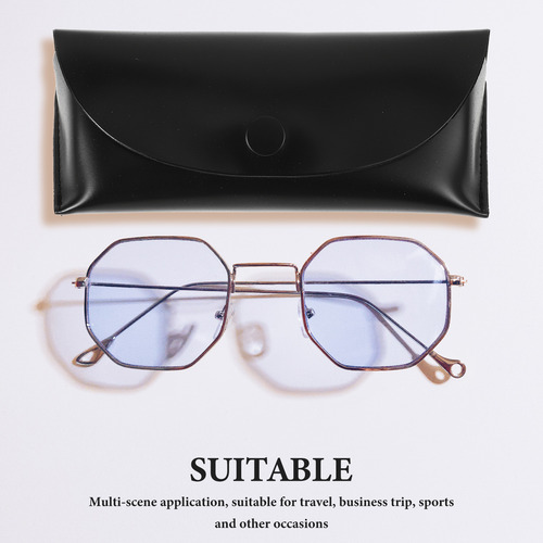 Funda De Gafas De Piel Sintética De Pu Suave Negra Para Muje