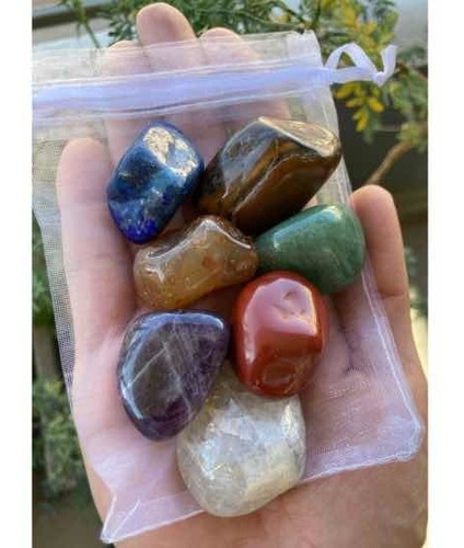 Set Rocas 7 Chakras Pulidas, Naturales Más Bolsa De Tela 