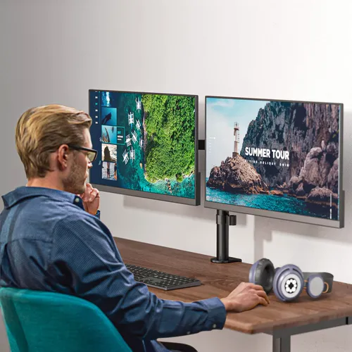 Soporte De Escritorio Para Dos Monitores Wali M002 Para 2 Mo