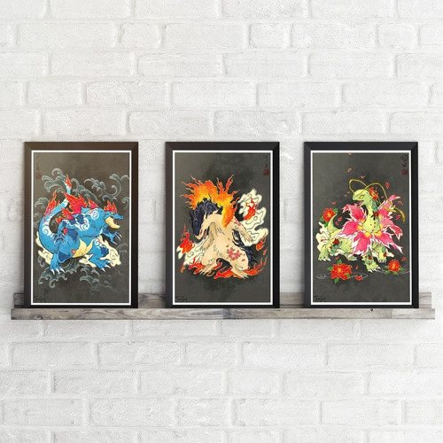Set 3 Posters Impresos Pokemon Anime P/ Cuadros 41x29cm