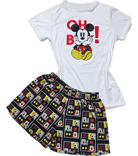 Pijama De Mickey Mouse Short Y Blusa Cómoda Y Fresca Regalo 