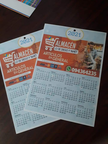 Calendarios Personalizados Tamaño A4 Cartulina 100 Unidades