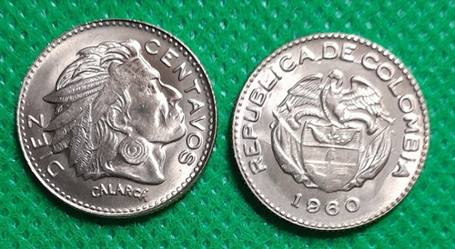  2 De Monedas De 10 Centavos (calarca) 1960, Estado Unc