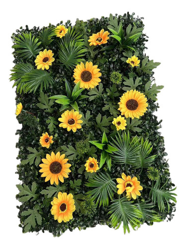 Panel De Pared De Césped Artificial Con Flores, Girasol