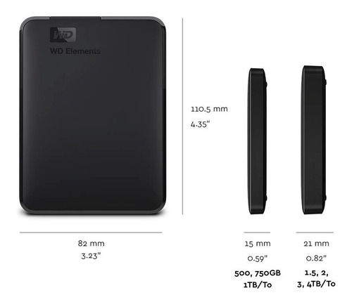 Disco Duro Externo Wd Elements Portable 1tb 2.5 Usb 3.0