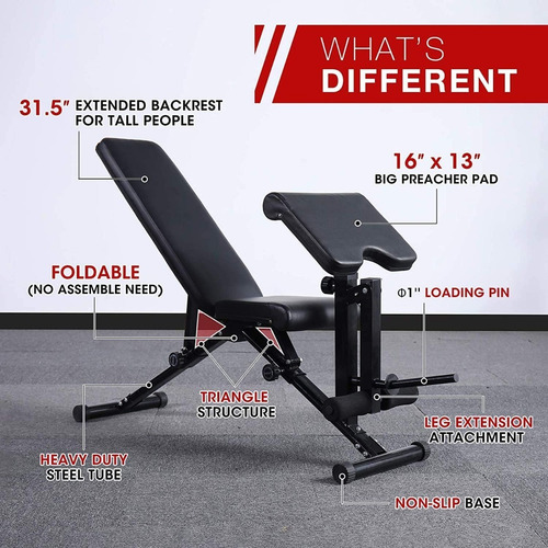 Banco Ajustable Entrenamiento Casa Pesas Gym Inclinado Fitne
