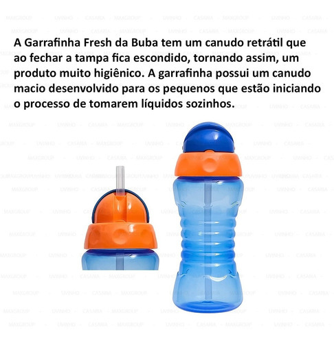 Garrafinha Fresh Infantil Com Canudo Silicone Marinho Buba