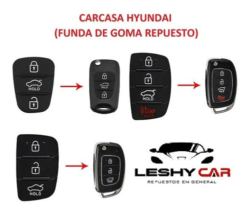 Botón De Jebe De Respuesto De Carcasas De Llaves Hyundai Kia