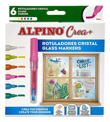 Marcadores Fibra Vidrio Cerámica Cristal Pack 6 Colores Alpi