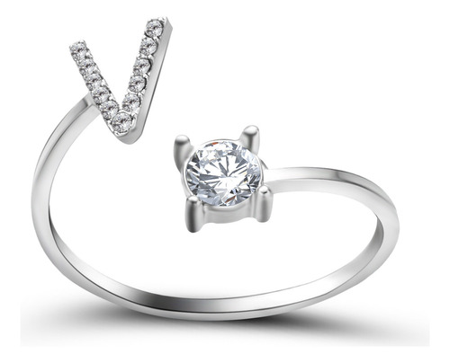 Anillo De Moda Ajustable Con 26 Letras Iniciales De Nuevo Di