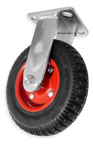 Set 4 Ruedas Carro Macizas Industrial Con Base 8 Pulgadas