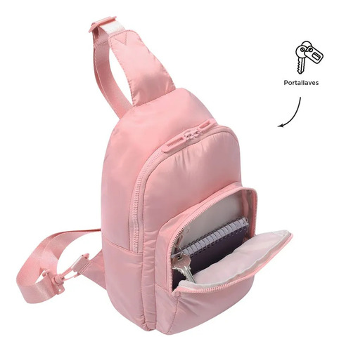 Totto Bolsa De Dama - Mujer Crossbody Ajustable Logar2.0241 Acabado De Los Herrajes Metalicos Color Rosa Correa De Hombro Rosa Diseño De La Tela Lisa Rosa Lisa Metalicos Rosa