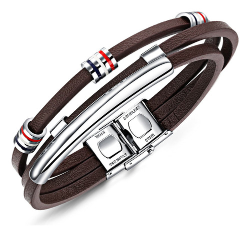 Pulsera De Cuero Tejida A Mano Multicapa, Estilo S Coreano1