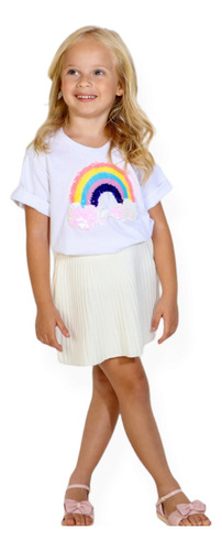 Camiseta Infantil Menina Arco-íris - Branca