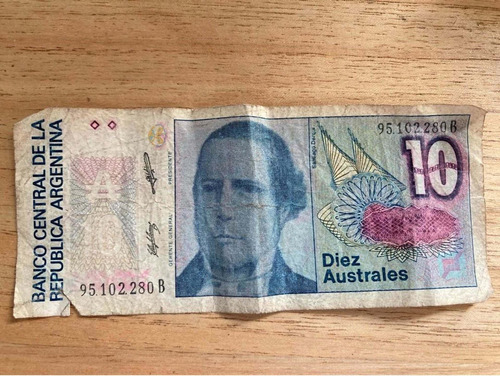 Billete De Diez Australes Argentina Serie B