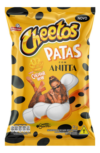Salgadinho de Milho Elma Chips Cheetos Patas com Anitta cheddar wow 61 g