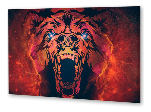 Cuadro 16x24cm Oso Rugido Colores Arte Visual Furioso M5